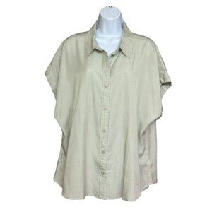 Tilley Green Stripe Button Front Tencel Bloe Size XL